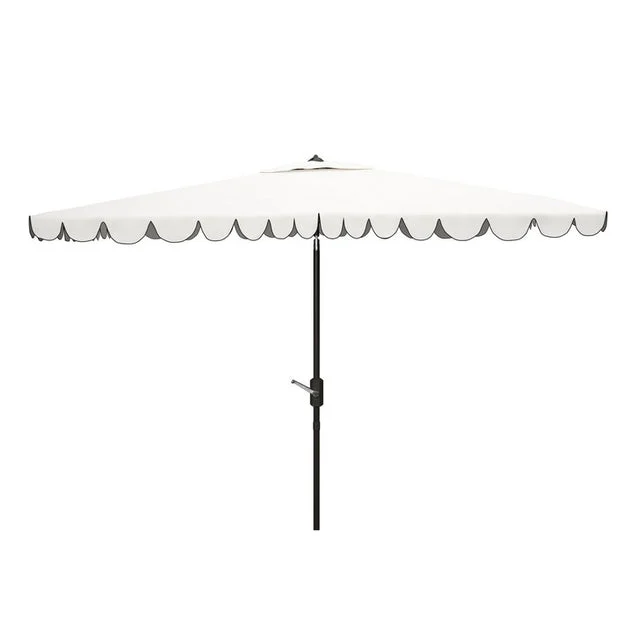Umbrella Venice Crank 6.5 x 10 Feet Rectangle Ivory/Black Aluminum/Polyester