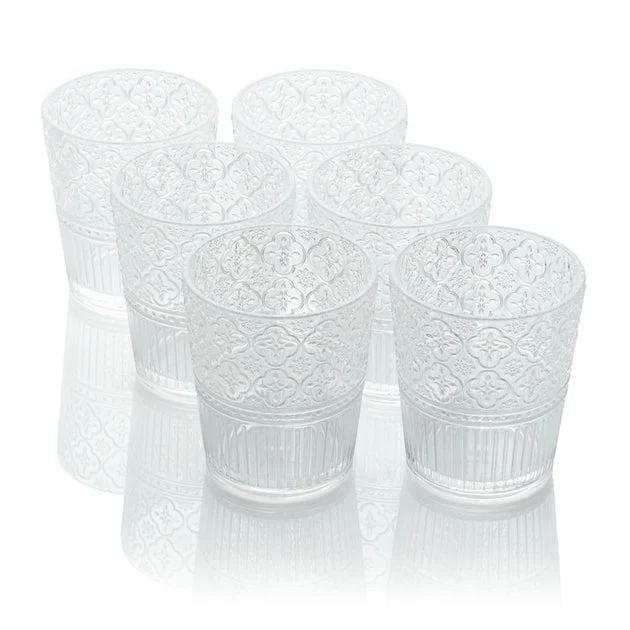 Glassware Set Victoria Double Old Fashion 16 Ounce Clear Acrylic 6 Piece