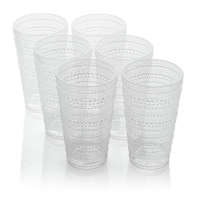 Glassware Set Santa Fe Ice Tea 22 Ounce Clear Acrylic 6 Piece