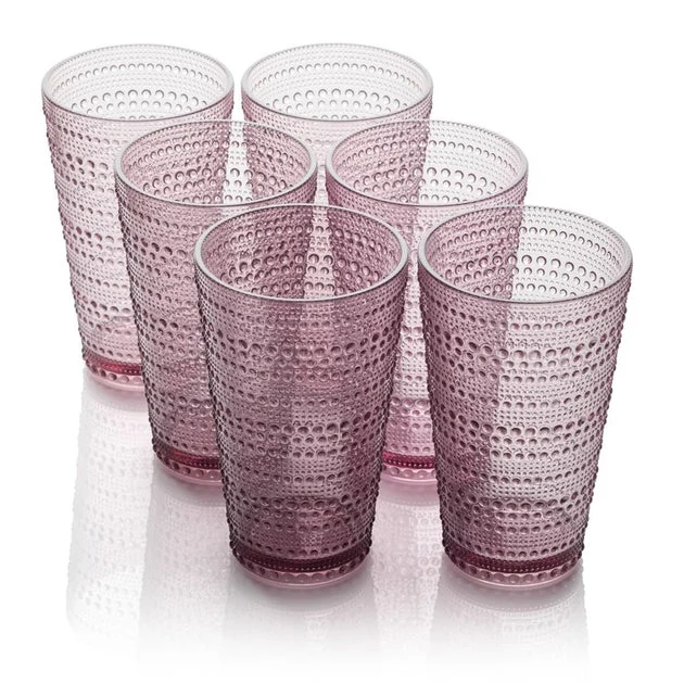 Glassware Set Santa Fe Ice Tea 22 Ounce Plum Acrylic 6 Piece