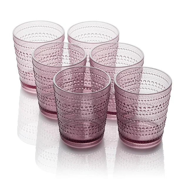 Glassware Set Santa Fe Double Old Fashion 16 Ounce Plum Acrylic 6 Piece
