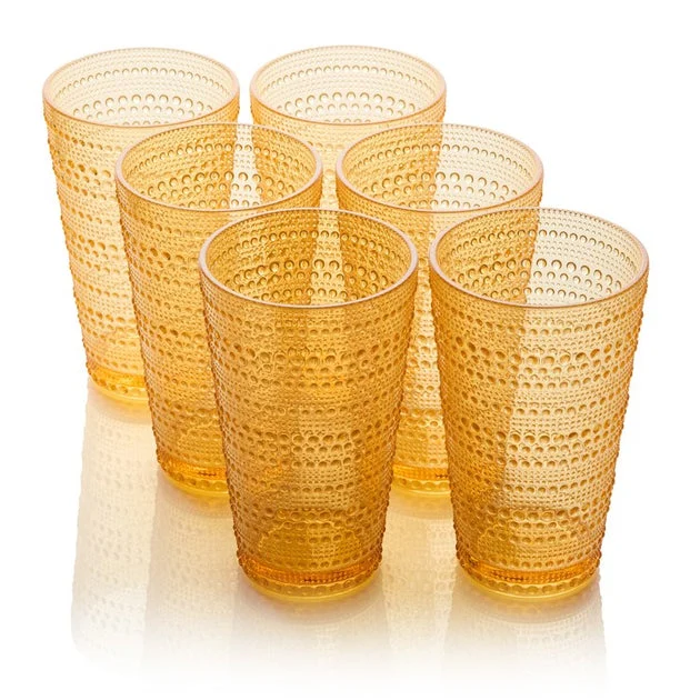 Glassware Set Santa Fe Ice Tea 22 Ounce Orange Acrylic 6 Piece