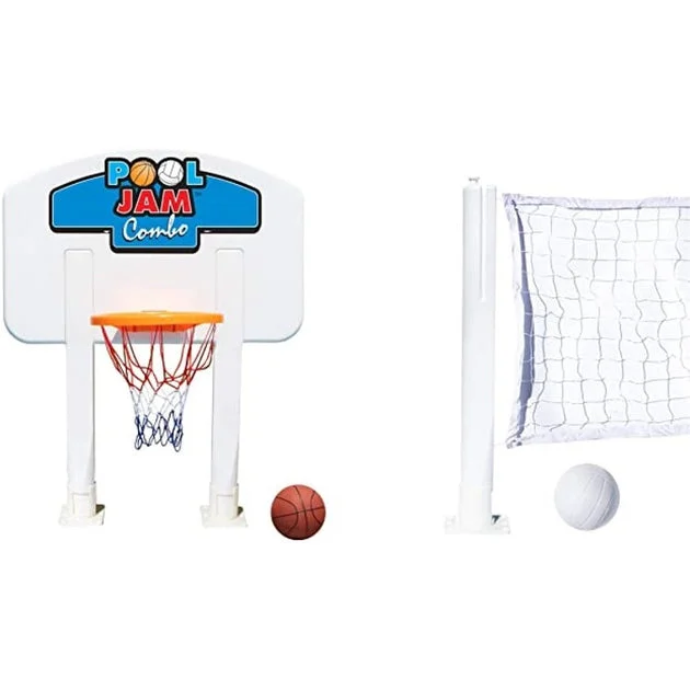 Pool Jam Combo Basketball and Volleyball Above Ground Swimming Pool Water Games