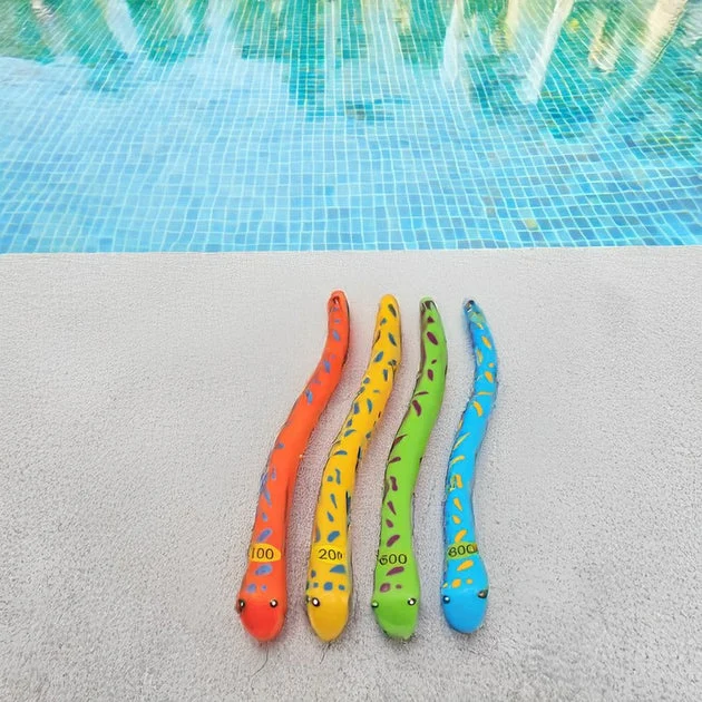 10" Vibrantly Colored Fun Moray Eel Diving Point Sticks Swimming Pool Toys Set of 4