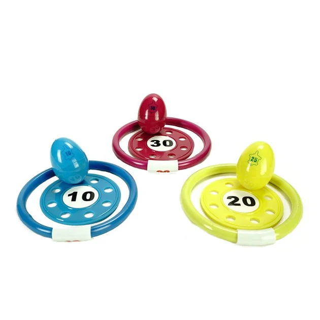 5.75" Vibrantly Colored Ring Disc and Turtle Egg Dive Game Combo Pool Toys Set of 3