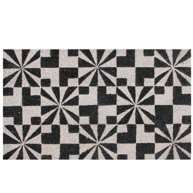 18" x 30" Black and Gray Abstract Rectangular Doormat