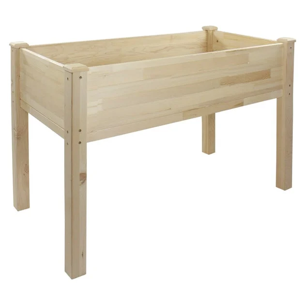 4' Wood Raised Garden Bed Planter Box with Liner - Natural