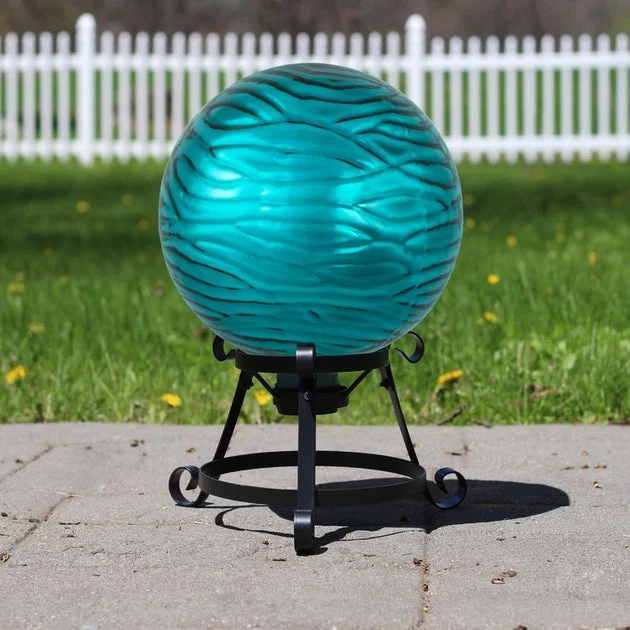 10" Wave Outdoor Garden Gazing Ball