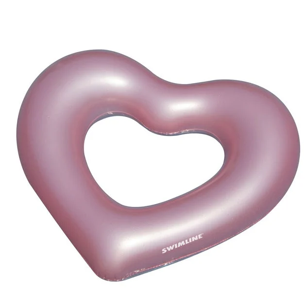 68" Metallic Heart Shaped Inner Tube Swimming Pool Float