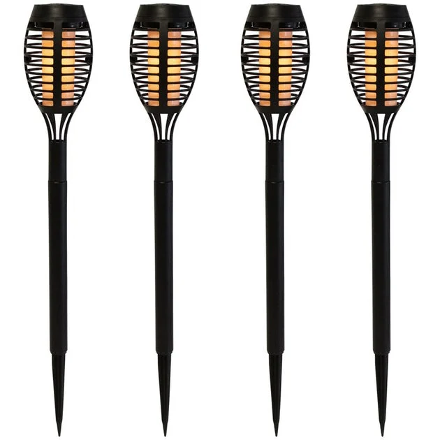 19.75" Black Solar Powered LED Pathway Markers Set of 4