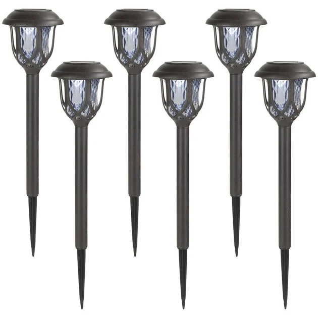 16.25" Black Lantern Style Solar Powered LED Pathway Markers Set of 6