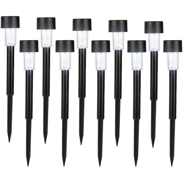 12.25" Black Solar Powered LED Pathway Markers Set of 10