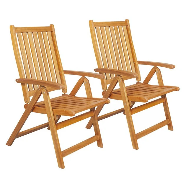 42" Acacia Folding Chairs Outdoor Patio Furniture Set of 2