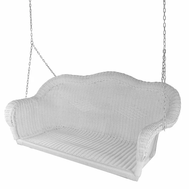 2-Person Hand Woven Resin Wicker Hanging Porch Swing with Chain