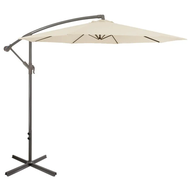 10' Offset Outdoor Patio Umbrella with Hand Crank - Beige