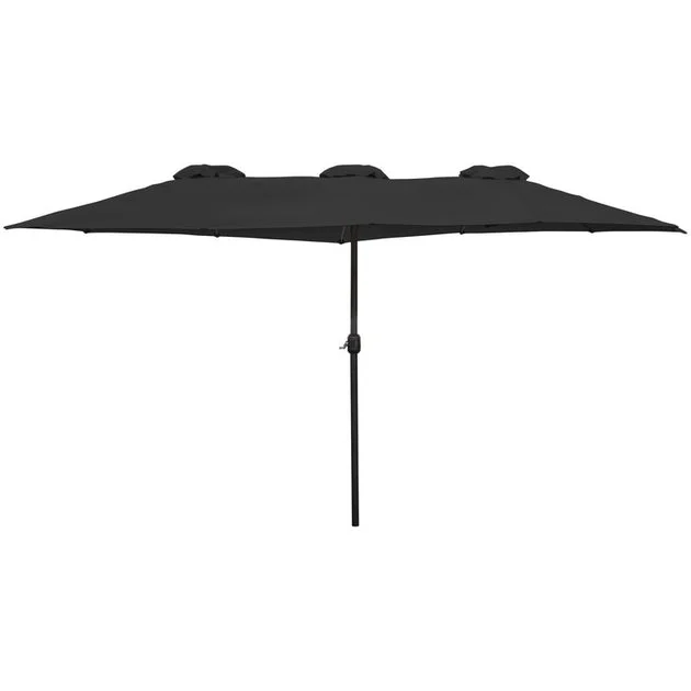 15' Outdoor Patio Market Umbrella with Hand Crank Black