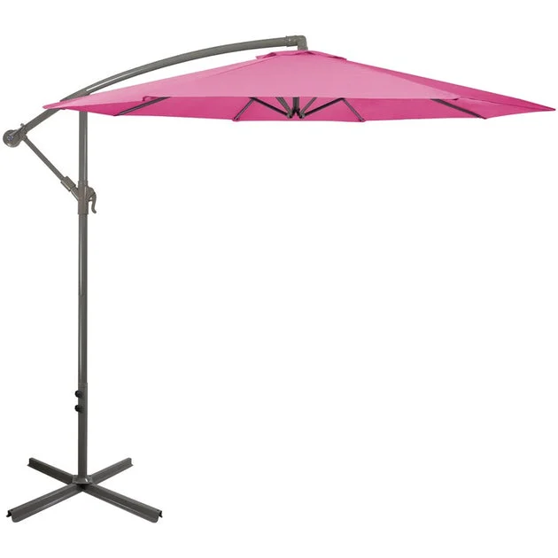 10' Offset Outdoor Patio Umbrella with Hand Crank - Pink