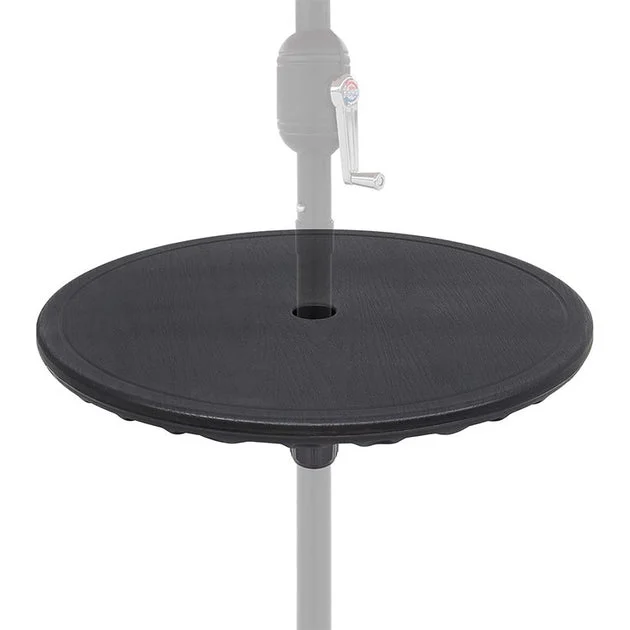 19.75" Black Outdoor Umbrella Table Tray