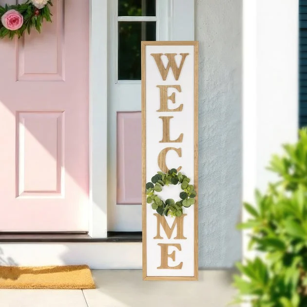 40" Welcome Wooden Framed Outdoor Porch Sign