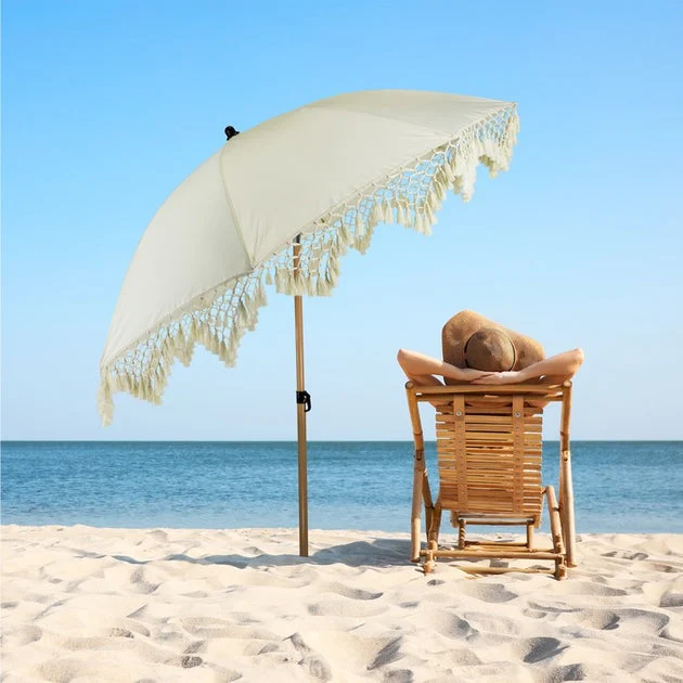 6.5' Outdoor Boho Beach Market Umbrella with Tilt