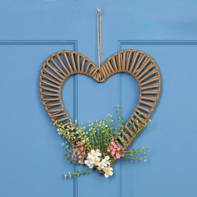 12" Wrapped Floral Heart Spring Decoration