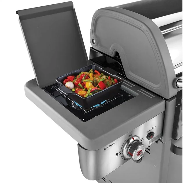 Grill Revolution Propane with Side Burner Side Shelf Cover and 3 Piece Tool Set Stainless Steel 4 Burner