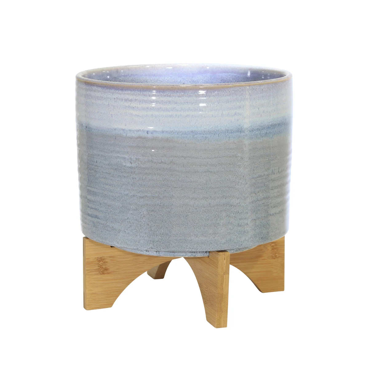 Sagebrook Home 14485-04 11" Ceramic Planter On Stand, Blue Fade