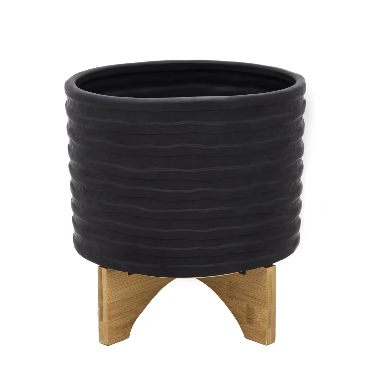Sagebrook Home 11`` Textured Planter W/ Stand, Black