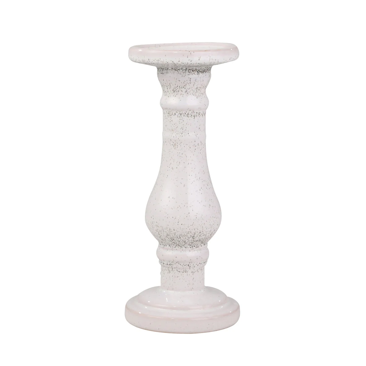 Sagebrook Home Ceramic 11" Candle Holder, White Speckle