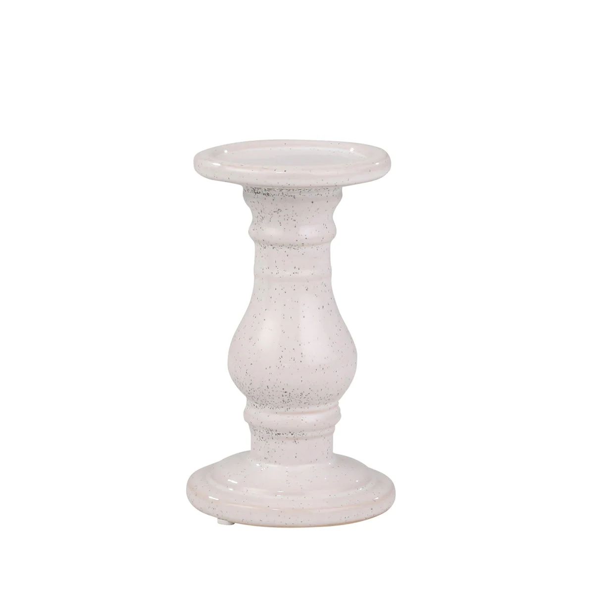 Sagebrook Home Ceramic 8`` Candle Holder, White Speckle