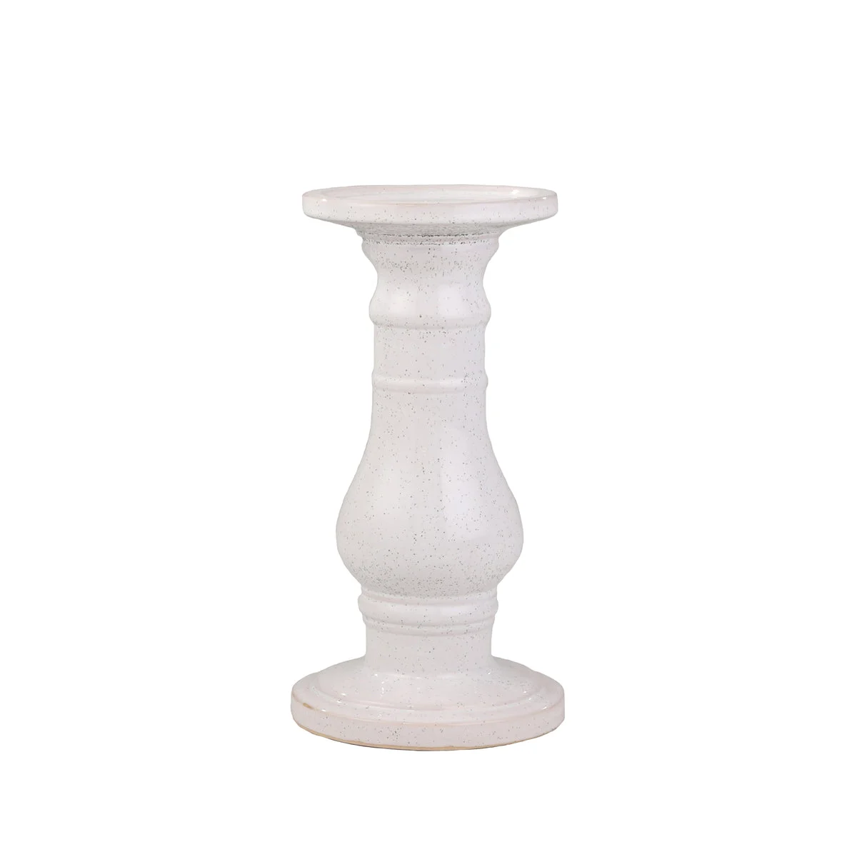Sagebrook Home Ceramic 15`` Candle Holder, White Speckle