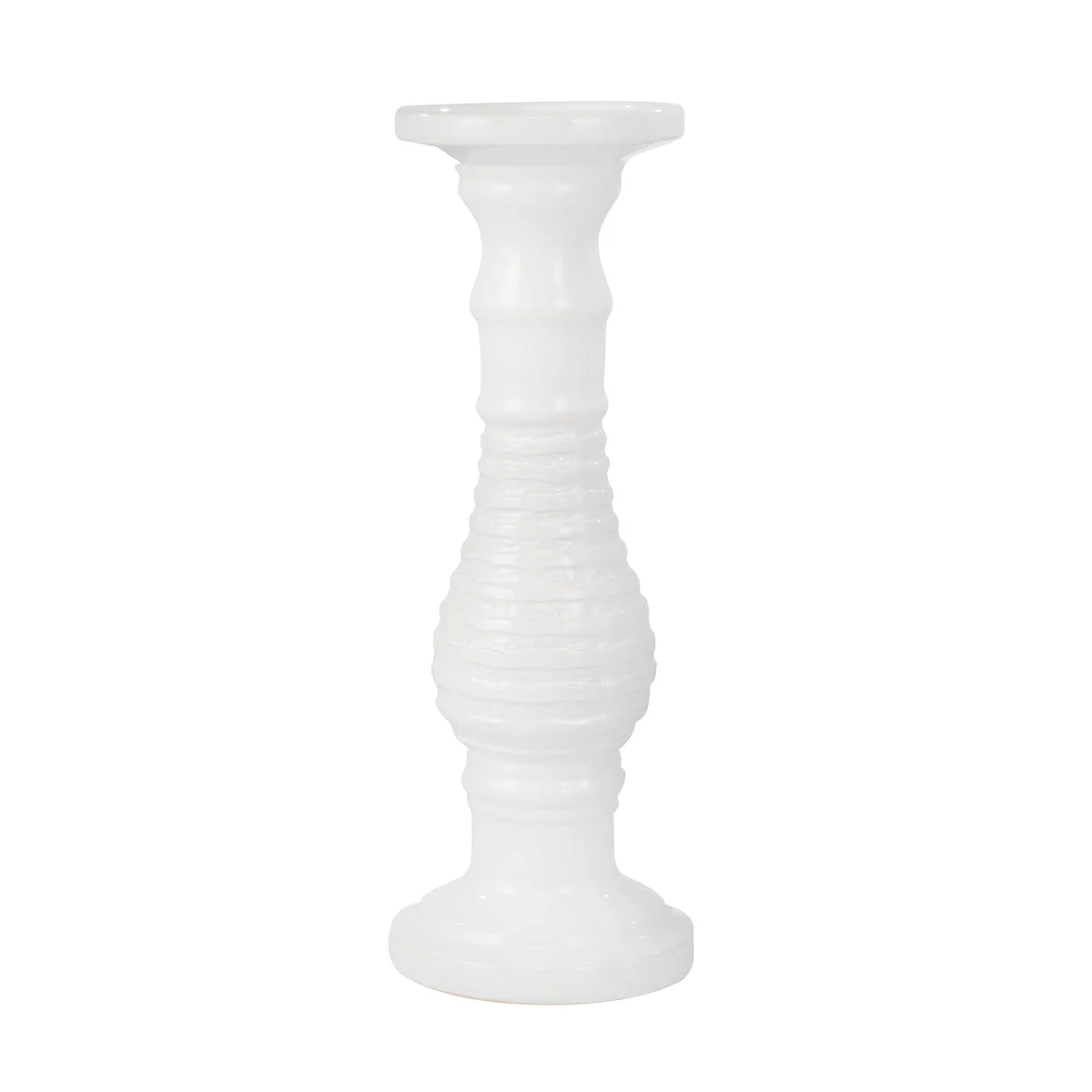 Sagebrook Home Ceramic 18" Candle Holder, White Stripe