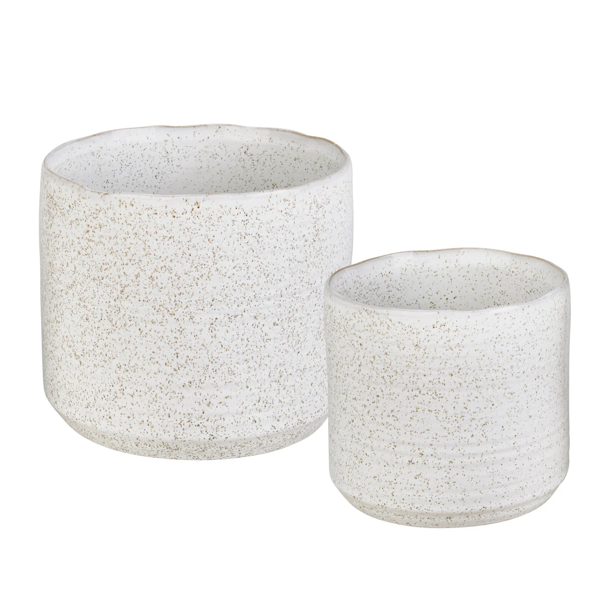 Sagebrook Home Set of 2 Ceramic 7/5" Planters, White Speckle