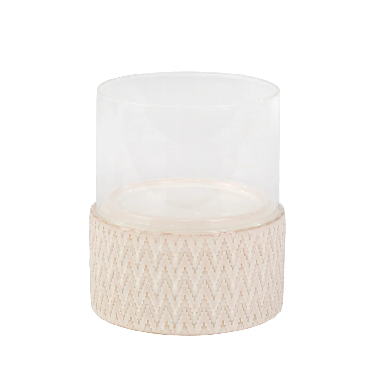 Sagebrook Home 14492-01 10" Ceramic/Glass Pillar Holder, Chevron