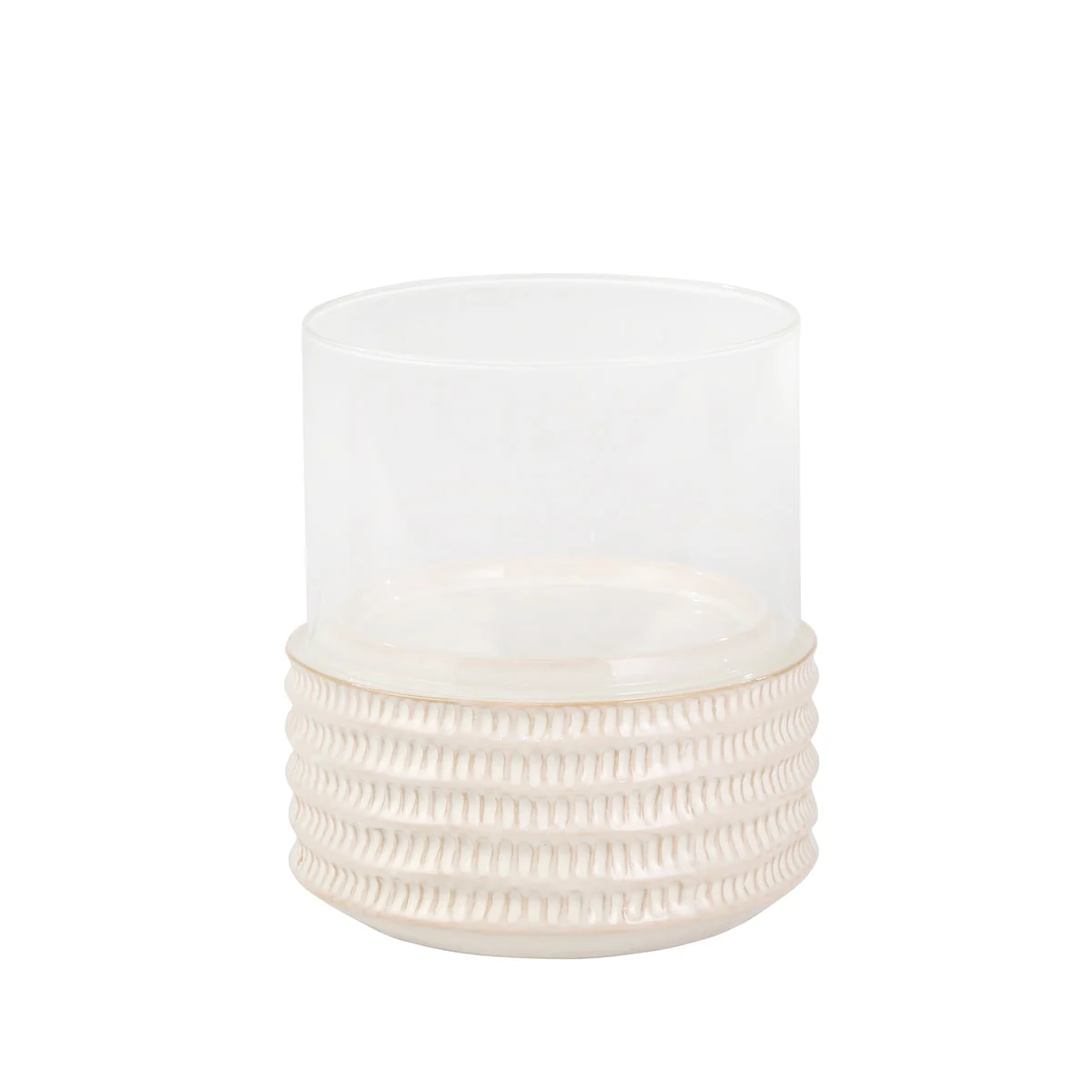 Sagebrook Home Ceramic /Glass 10" Pillar Holder, Stripe