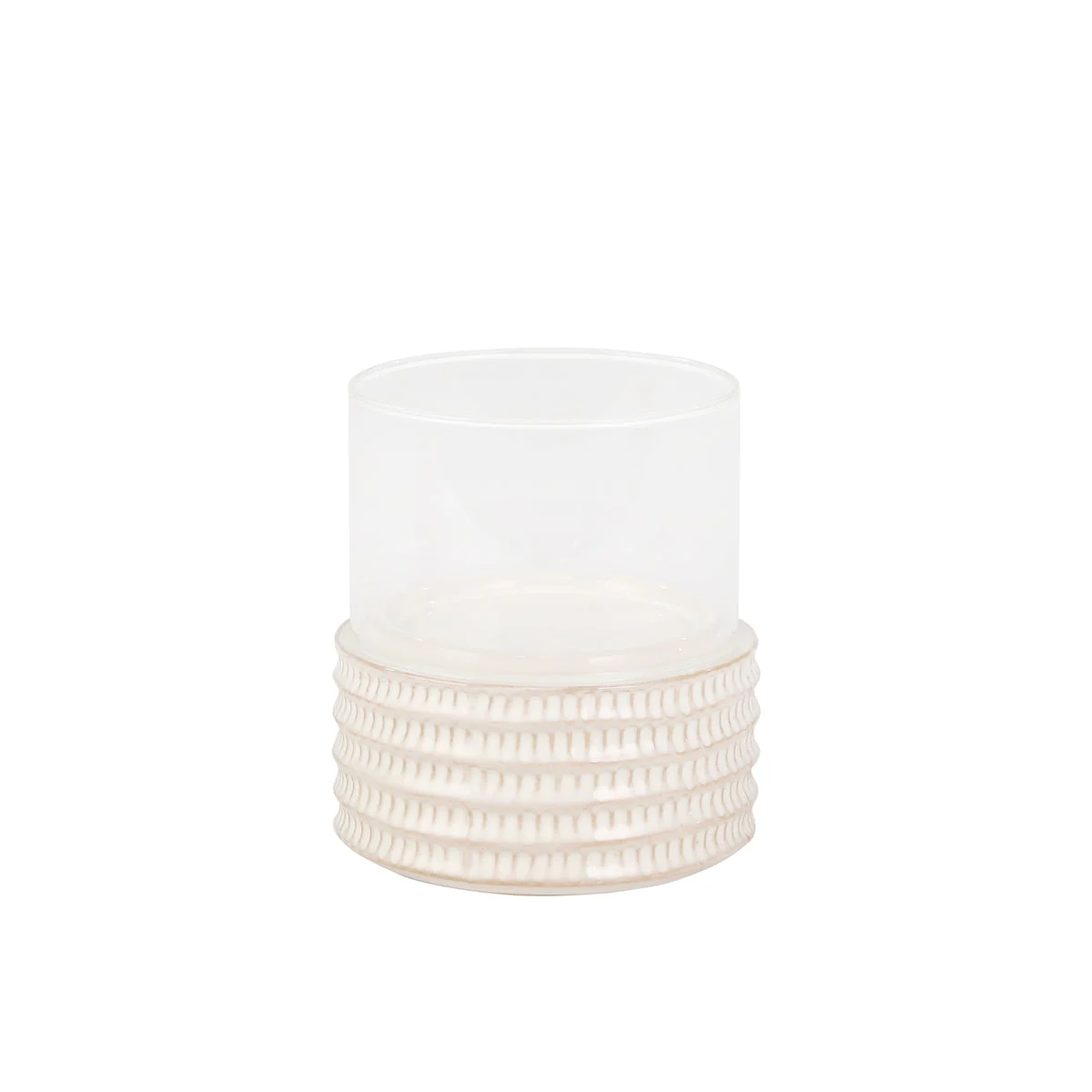 Sagebrook Home Ceramic /Glass 8" Pillar Holder, Stripe