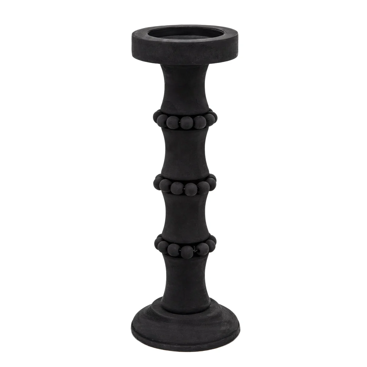 Sagebrook Home Wood, 15" Antique Style Candle Holder, Black