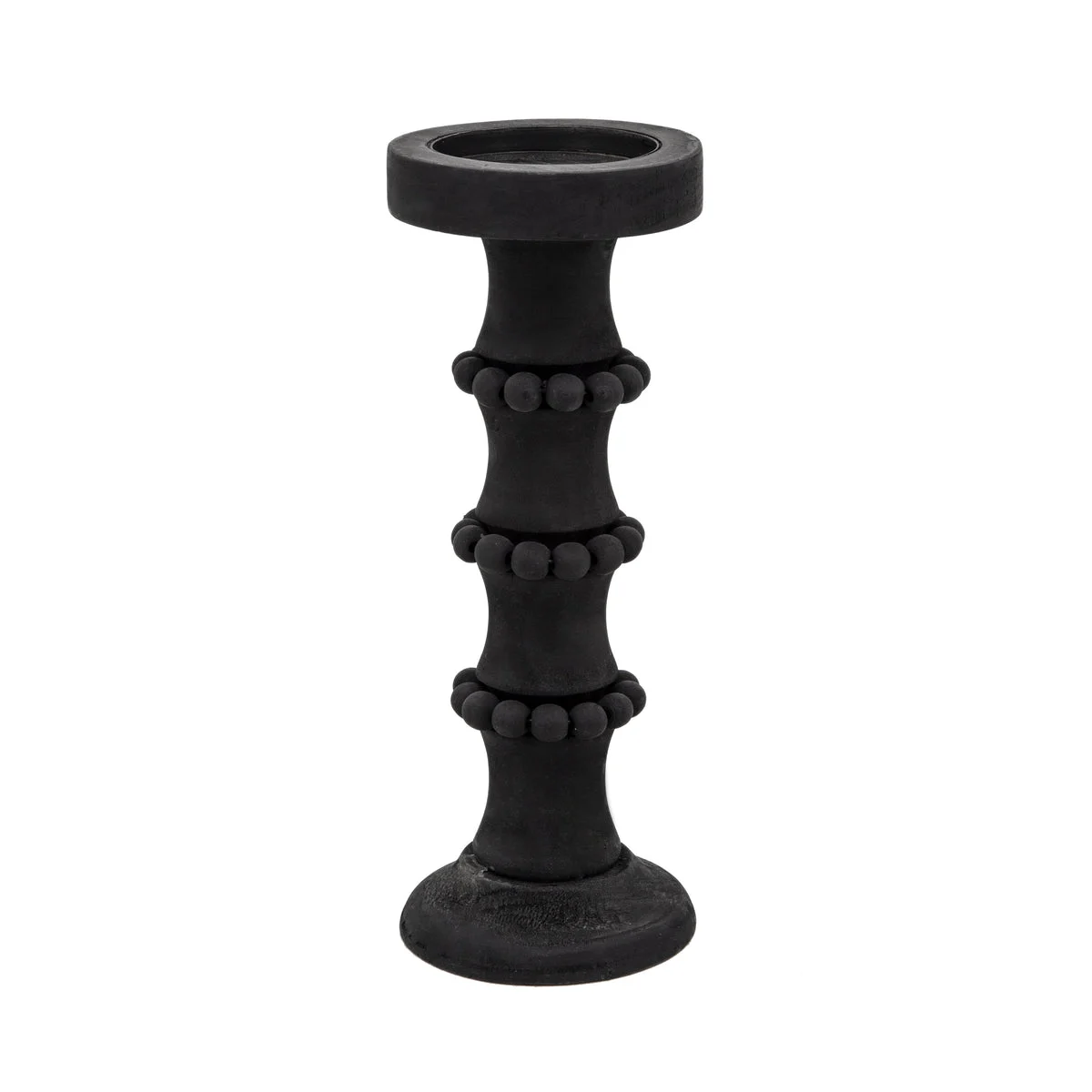 Sagebrook Home 14498-08 13" Wood, Antique Style Candle Holder, Black