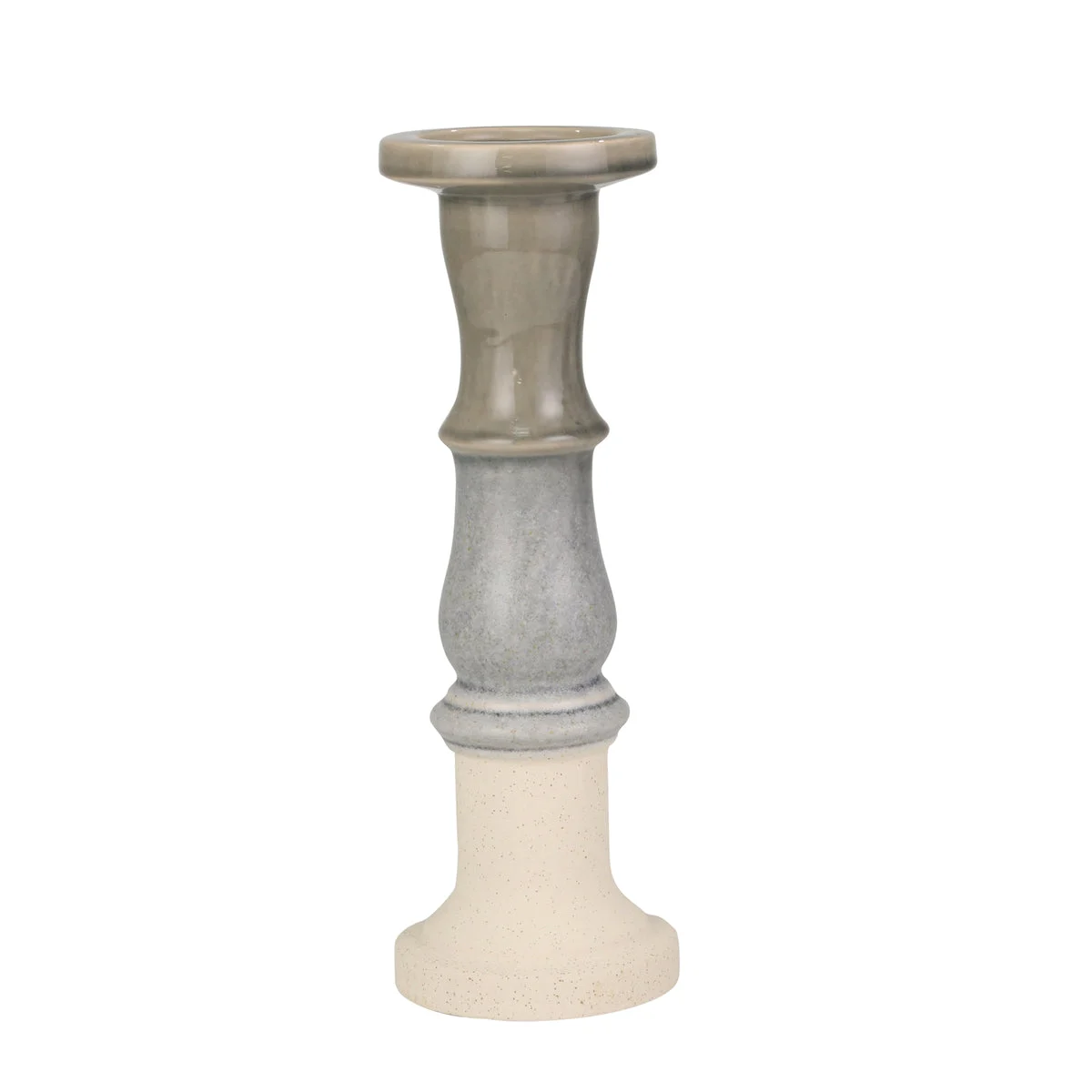 Sagebrook Home Ceramic 16`` Candle Holder, Gray Fade Matt