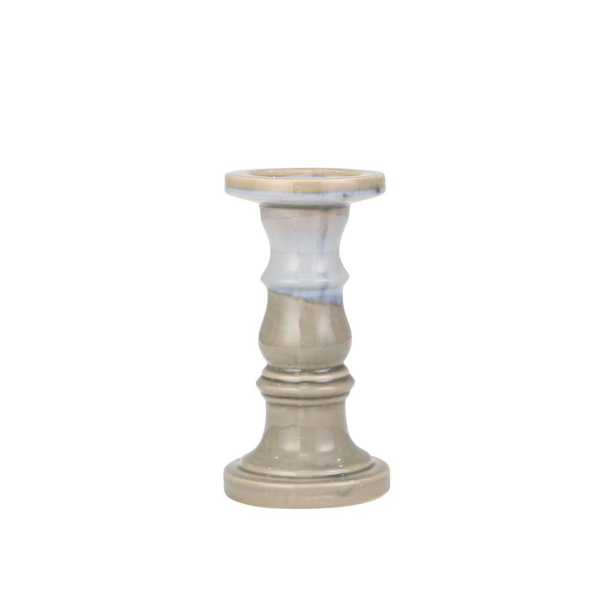 Sagebrook Home Ceramic 10`` Candle Holder, Beige Fade Matt