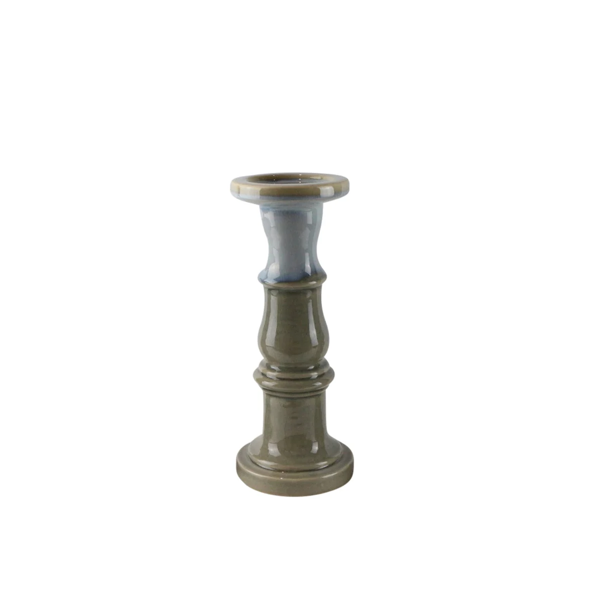 Sagebrook Home Ceramic 13`` Candle Holder, Blue/Gray Reactive
