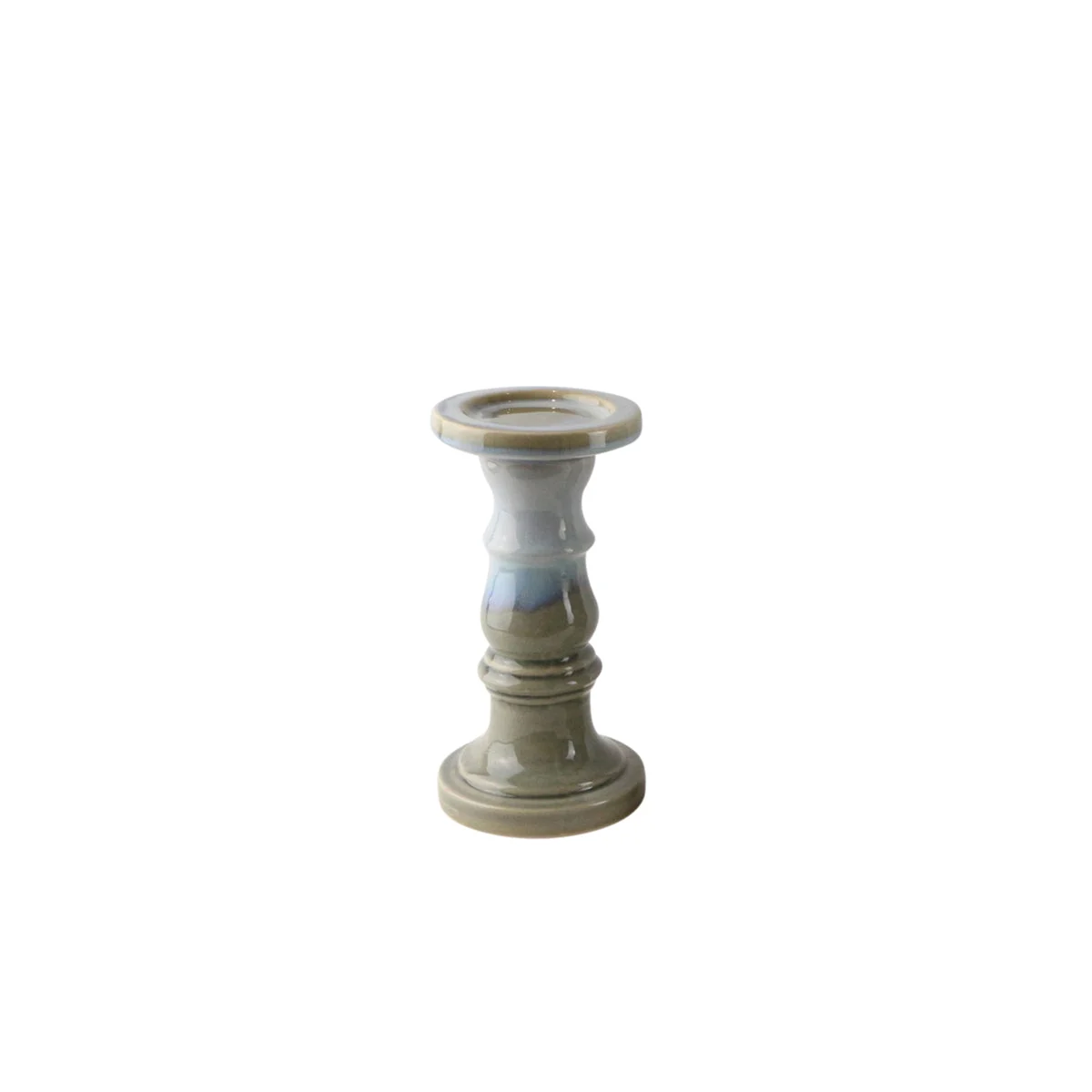 Sagebrook Home Ceramic 10`` Candle Holder, Blue/Gray Reactive