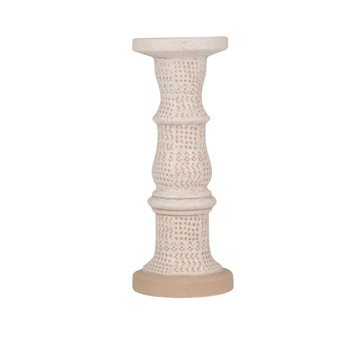 Sagebrook Home 14506-17 13" Ceramic Candle Holder, White/Brown