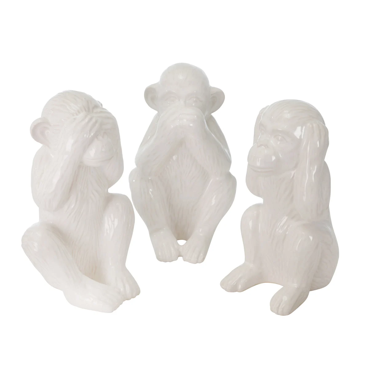 Sagebrook Home 14507-01 12" Ceramic Monkeys, White, Set of 2