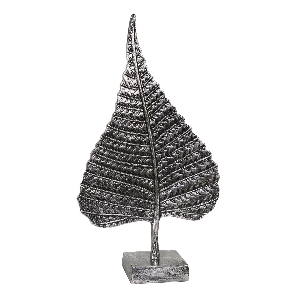 Sagebrook Home 14586-01 18" Aluminum Leaf On Stand, Nickel Antique