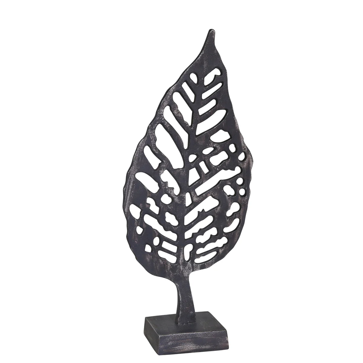 Sagebrook Home Aluminum Leaf On Stand, 18`` Black Antique