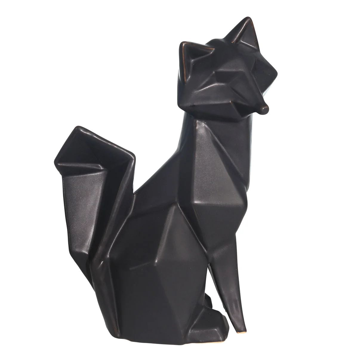 Sagebrook Home Ceramic 10" Modern Fox Figurine, Black