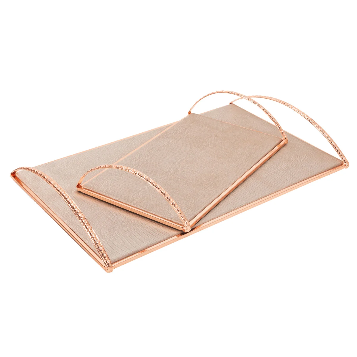 Sagebrook Home Set of 2 Metal 13/19`` Tray W/ Handles, Rose Gold