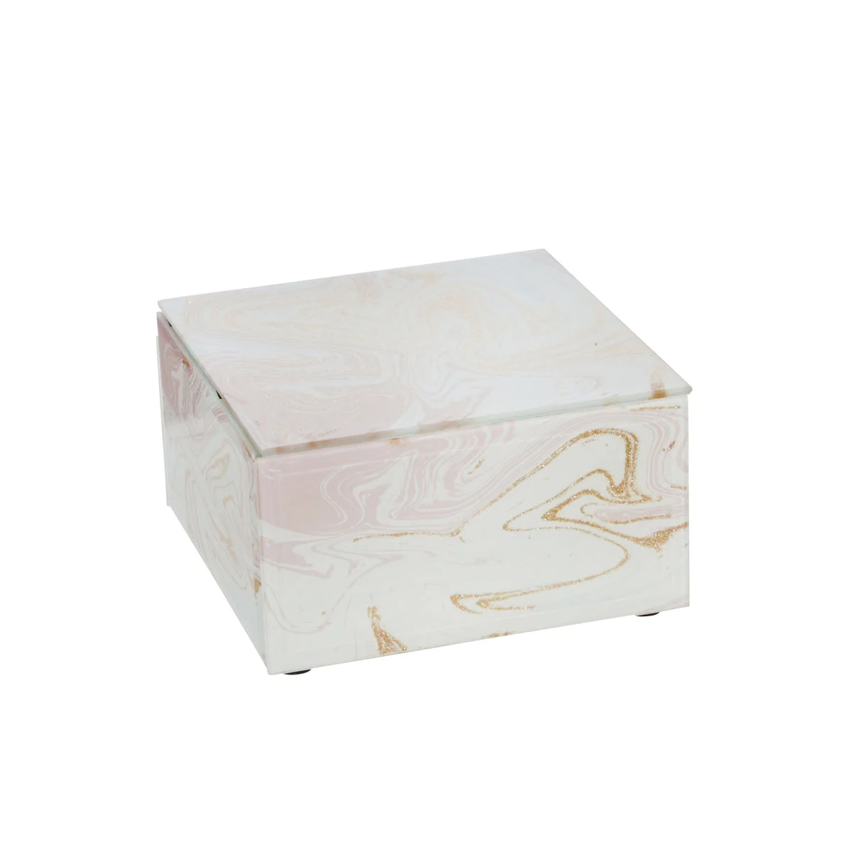 Sagebrook Home 15382-01 5" Wood/Glass Marbled Box, Pink