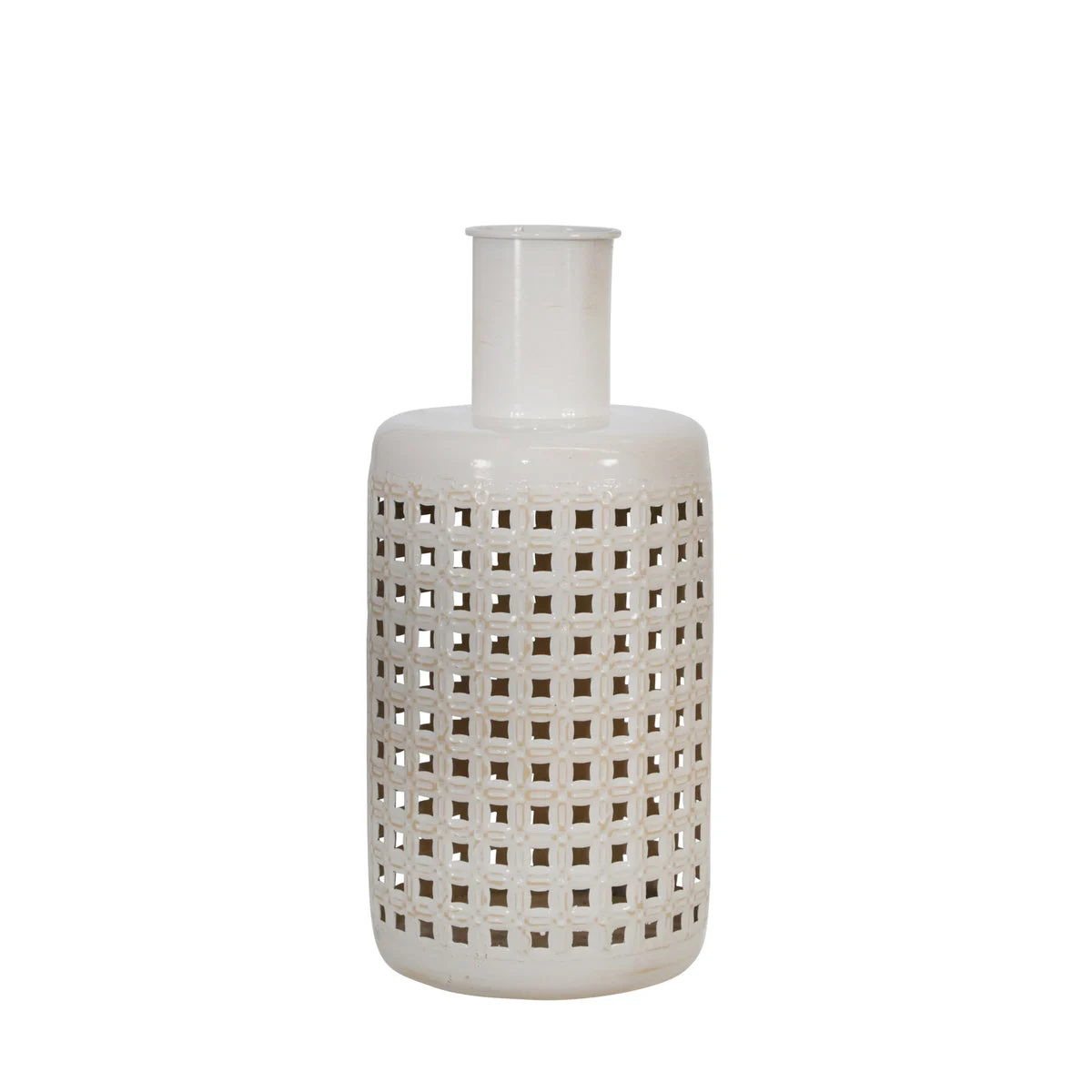 Sagebrook Home Metal 13" Cut-Out Jar, White